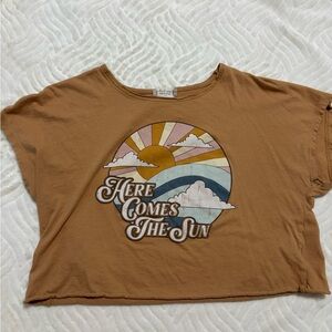 Altar'd State Tan Graphic Crop Top